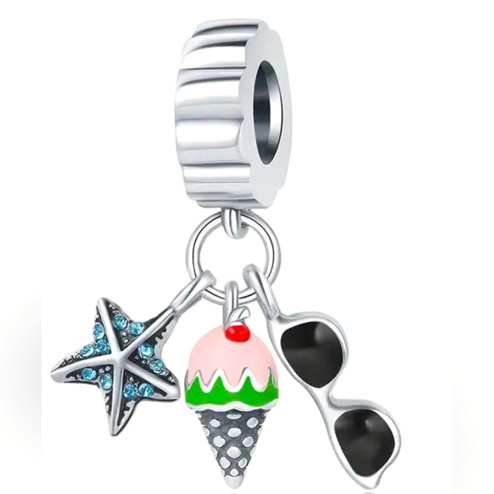 ✨ Summer Ice Cream Cone, Starfish & Sunglasses Dangle Bracelet Charm